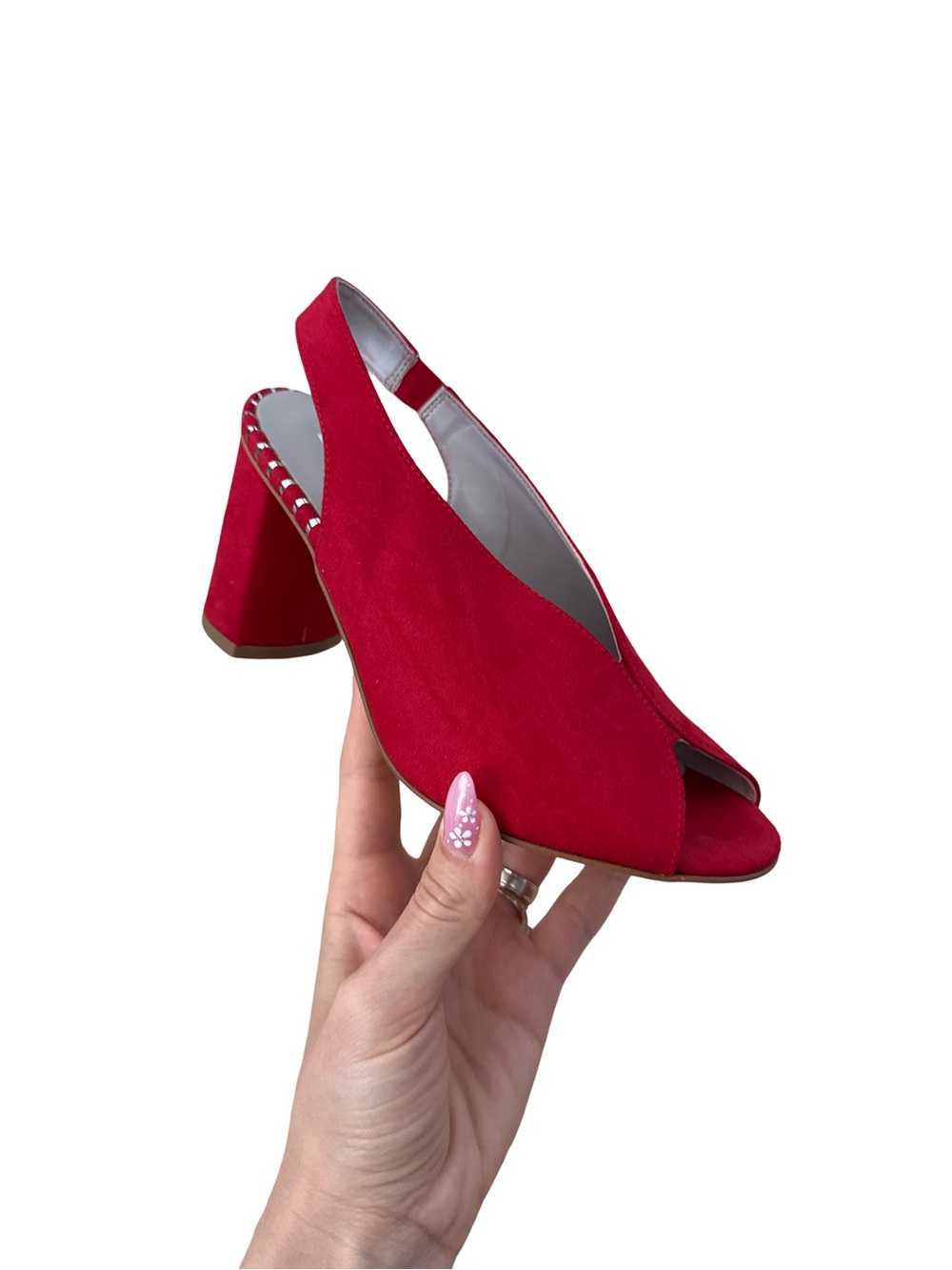 Women’s Red Peep-Toe Slingback Block Heel